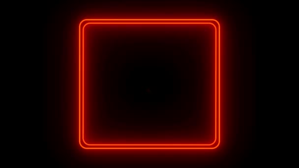 黑色背景文本的动画红色霓虹灯几何形状 — 图库视频影像