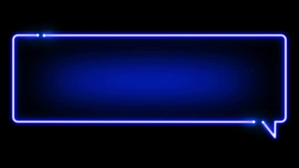 Animatie Blauw Neon Licht Geometrische Vorm Voor Tekst Zwarte Achtergrond — Stockvideo