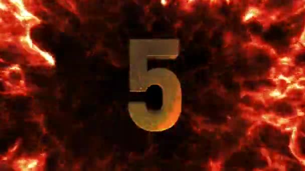 Animation Golden Text Countdown Isolate Fire Light Black Background — Stockvideo