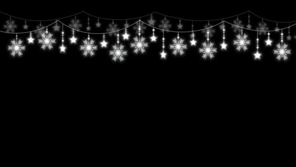 Animation White Snowflake Sparkle Frame Isolate Black Background — Stockvideo