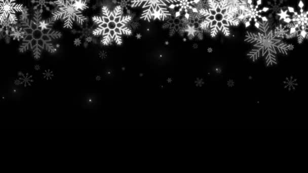 Animation White Snowflake Sparkle Frame Isolate Black Background — Vídeo de Stock