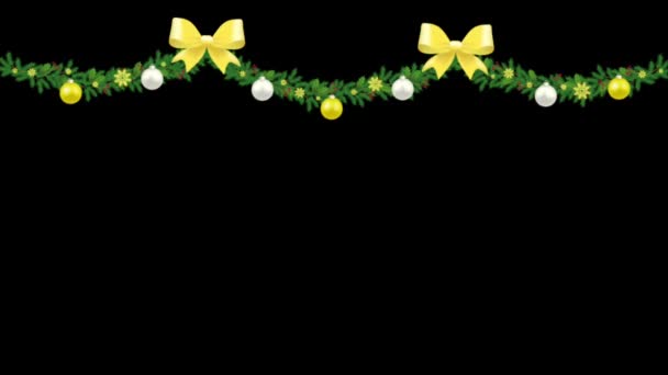 アニメーション緑のクリスマスツリーの枝フレームは黒の背景に隔離 — ストック動画