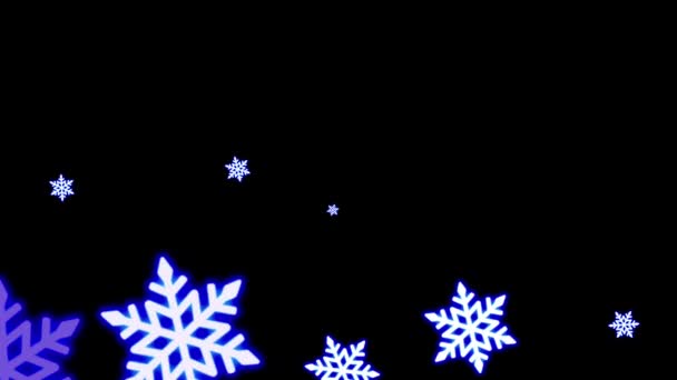 Realistic Blue Snowflake Sparkle Frame Isolate Black Background — Vídeo de Stock