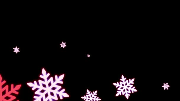 Реалістична Червона Сніжинка Іскрова Рамка Ізольована Чорному Фоні — стокове відео