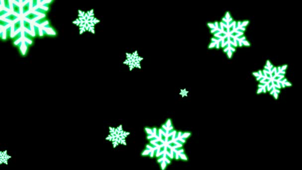 Realistic Green Snowflake Sparkle Frame Isolate Black Background — Vídeo de Stock