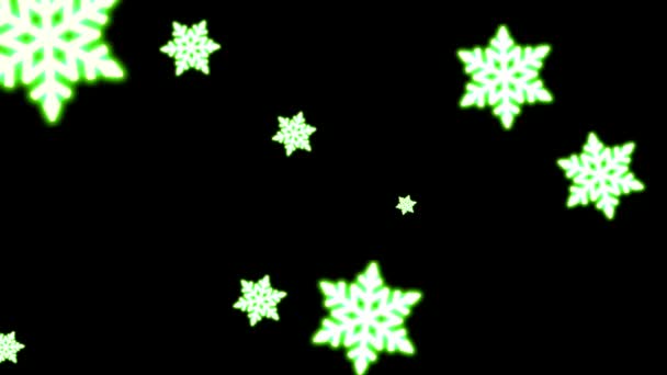 Realistic Green Snowflake Sparkle Frame Isolate Black Background — Vídeo de Stock