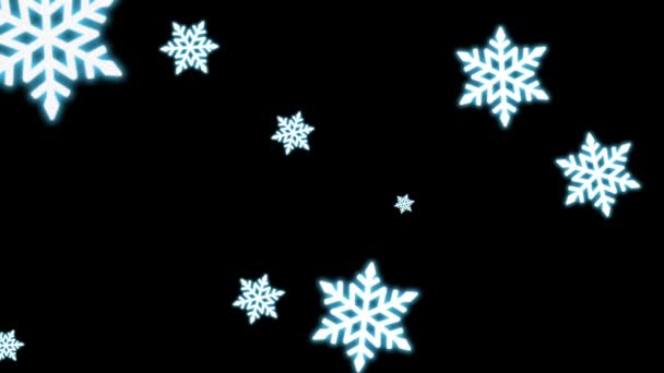 Realistic White Snowflake Sparkle Frame Isolate Black Background — Vídeo de Stock