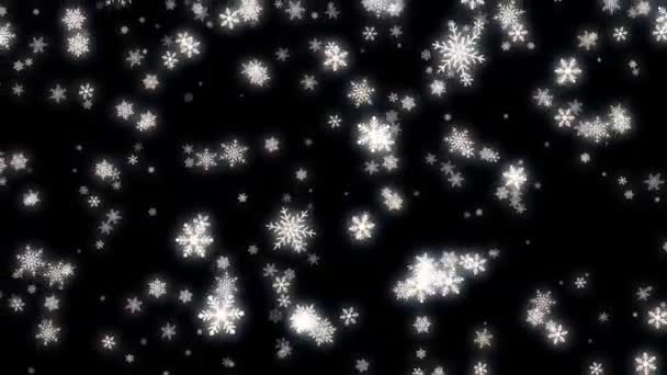 Realistic White Snowflake Sparkle Frame Isolate Black Background — Stockvideo