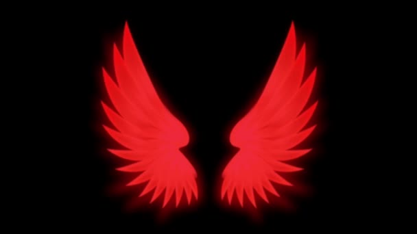 Animatie Rode Vleugels Isoleren Zwarte Achtergrond — Stockvideo