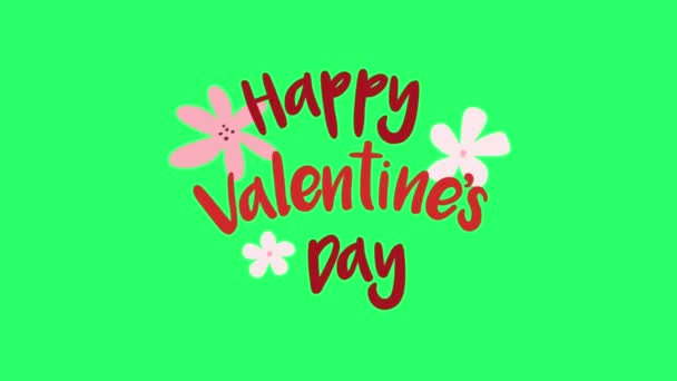 Animation Red Text Valentine Day Green Background — Stock Video