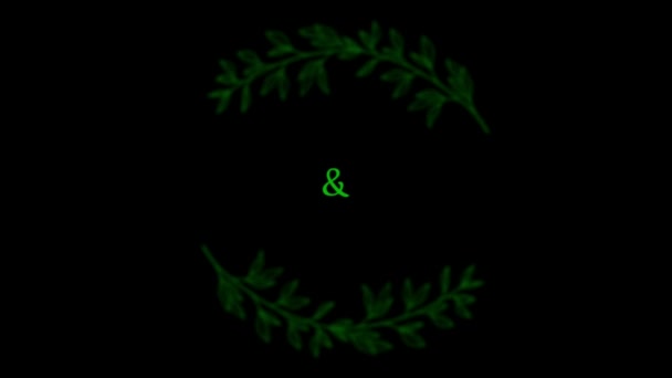 アニメ緑の手描きフレーム黒を背景にバレンタインデーのためのローマスタイルのカード — ストック動画