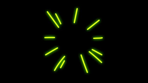 Анімація Жовтого Неонового Світла Рухається Впливає Чорний Фон — стокове відео
