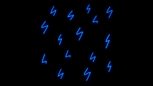 Animation Blå Neon Ljus Flyttar Effekt Svart Bakgrund — Stockvideo