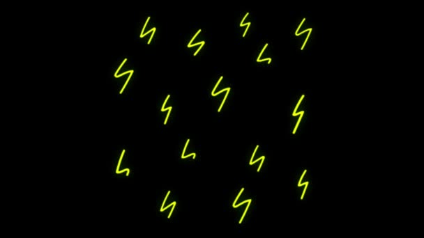 Animation Yellow Neon Light Moving Effect Black Background — Stock Video