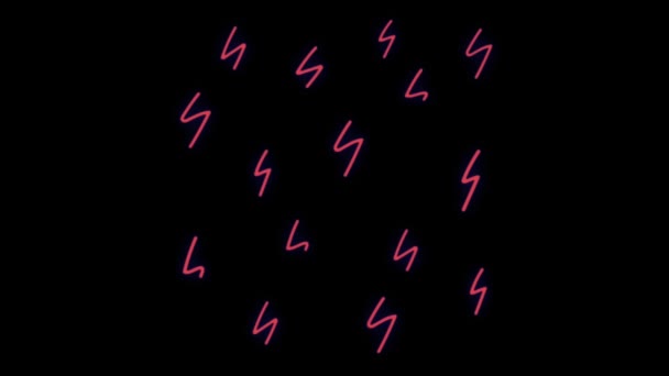 Animasyon Kırmızı Neon Işığı Siyah Arkaplan Üzerinde Hareket Efekti — Stok video
