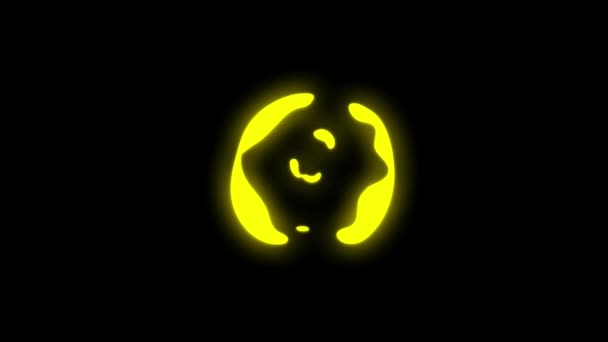 Animação Amarelo Néon Luz Efeito Fumaça Fundo Preto — Vídeo de Stock