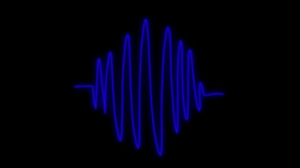 黒の背景にアニメーション青ネオンの光の波の効果 — ストック動画