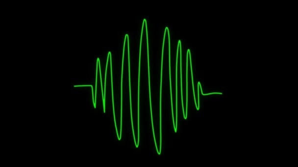 Animace Zelené Neonové Světlo Zvuk Vlna Efekt Černém Pozadí — Stock video