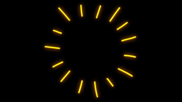 Animation Yellow Neon Light Moving Effect Black Background — Stock Video