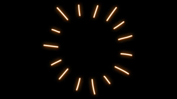Animatie Oranje Neon Licht Bewegend Effect Zwarte Achtergrond — Stockvideo