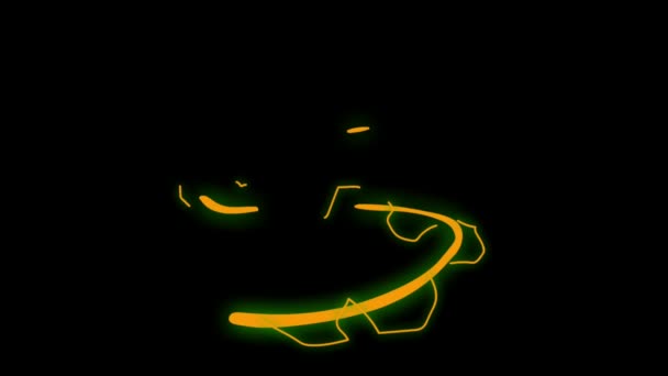 Animação Laranja Neon Luz Efeito Fumaça Fundo Preto — Vídeo de Stock