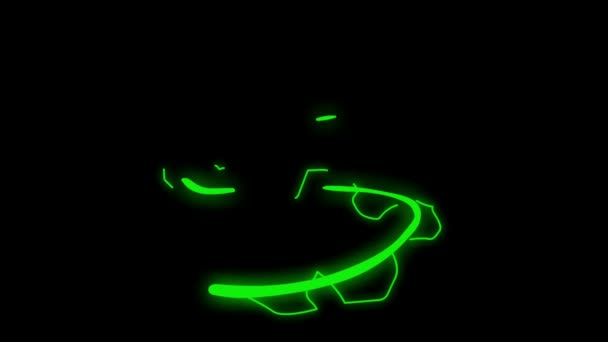 Animatie Groen Neon Licht Rook Effect Zwarte Achtergrond — Stockvideo