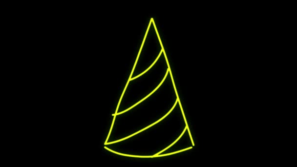 Animation Yellow Neon Light Funnel Shape Black Background — Stock Video