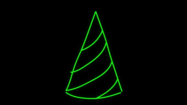 Animation Green Neon Light Funnel Shape Black Background — Stock Video