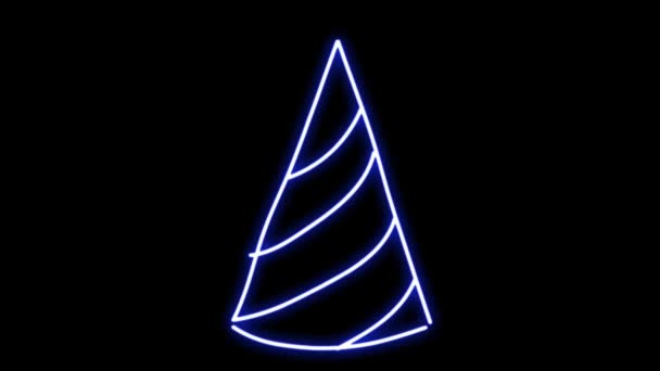 黑色背景上的动画蓝色霓虹灯漏斗形状 — 图库视频影像