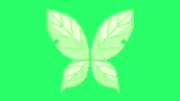 绿色背景的动画白蝴蝶翅膀奇幻风格 — 图库视频影像