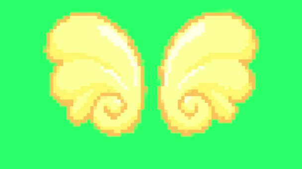 Animatie Gele Vlinder Vleugel Fantasie Stijl Groene Achtergrond — Stockvideo