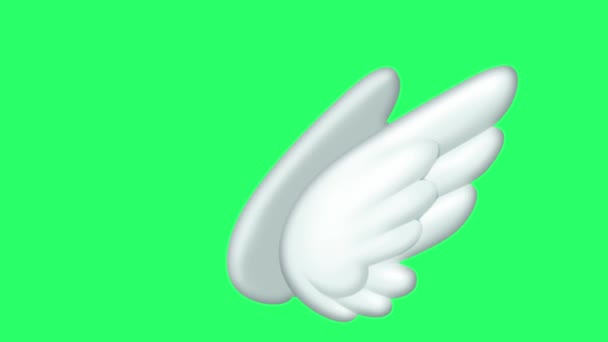 Estilo Fantasía Ala Mariposa Blanca Animación Sobre Fondo Verde — Vídeos de Stock