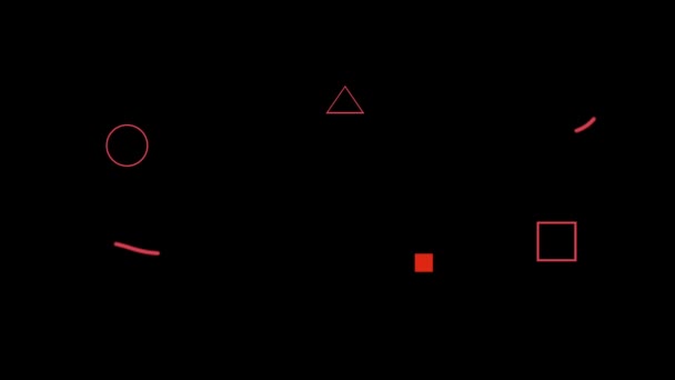 黑色背景上的动画彩色几何形状隔离 — 图库视频影像