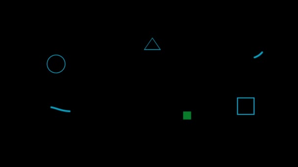 Animatie Kleurrijke Geometrische Vorm Isoleren Zwarte Achtergrond — Stockvideo