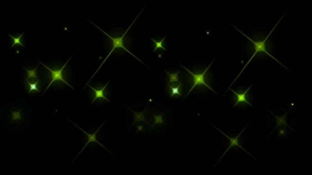 Animation Green Light Sparkles Black Background — Stock Video