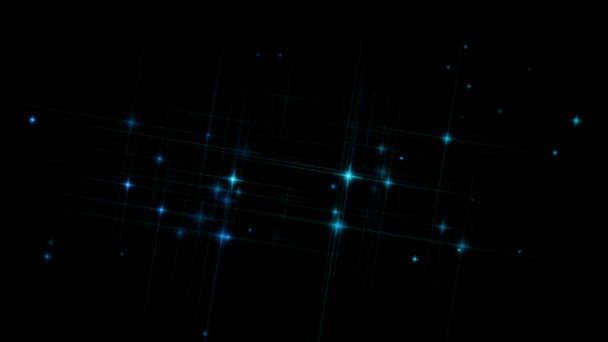 Animation Blue Light Sparkles Black Background — Stok video