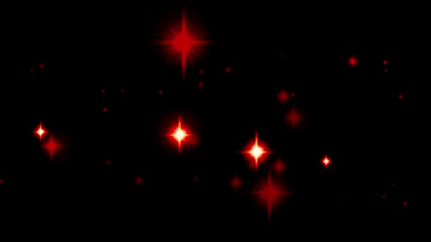 Animation Red Light Sparkles Black Background — Stock Video