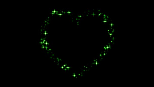 Animation Green Light Sparkles Black Background — Stock Video