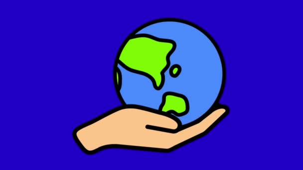 Animation Earth Hand Isolate Earth Day Concept — Wideo stockowe