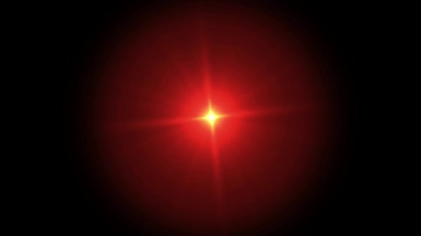 Animation Red Light Lens Flare Black Background — Wideo stockowe