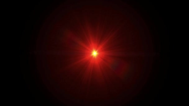 Animation Red Light Lens Flare Black Background — Video