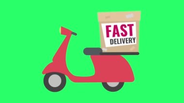 Canlandırma kırmızı metni FREE DELIVERY yeşil arkaplanda izole.