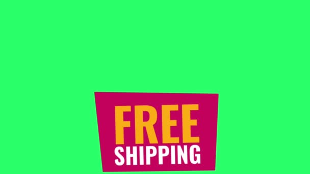 Animation Gelber Text Free Shipping Isolieren Auf Grünem Hintergrund — Stockvideo