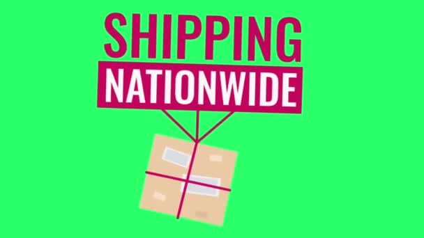 Animace Červený Text Shipping Nationwide Izolovat Zeleném Pozadí — Stock video