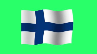 Canlandırma Finlandiya bayrağı yeşil arkaplanda izole edildi. 