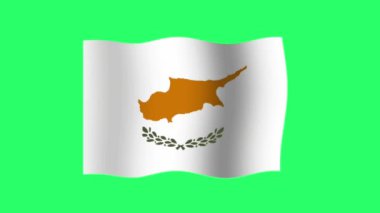 Canlandırma Kıbrıs bayrağı yeşil arkaplanda izole edildi.