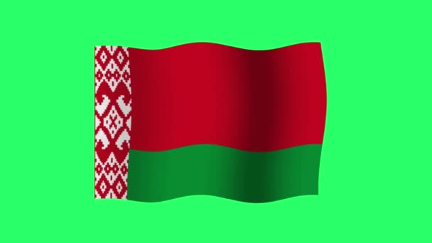 Animatie Wit Rusland Vlag Isoleren Groene Achtergrond — Stockvideo