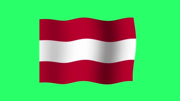 Κινούμενα Σχέδια Σημαία Αυστρίας Απομονώσει Πράσινο Φόντο — Αρχείο Βίντεο