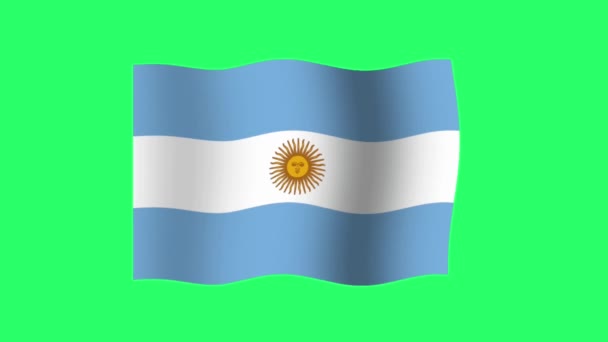 Animação Argentina Bandeira Isolada Fundo Verde — Vídeo de Stock