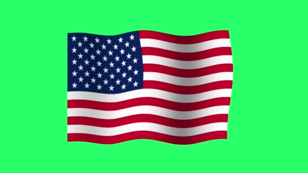 緑の背景に隔離されたアニメーションアメリカ合衆国フラグ — ストック動画